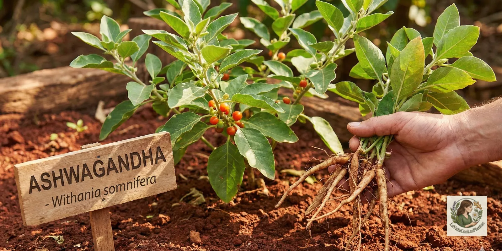 Raíz de Ashwagandha en entorno natural